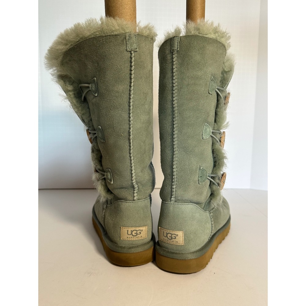 UGG Australia Bailey Button Triplet Sage Green Suede Tall Boots 1873 Womens 7 - Picture 11 of 14